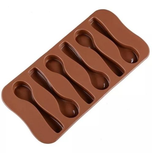 Nut  csokoládé kanál szilikon forma, 6 üregű, 14,3 x 9,8 cm