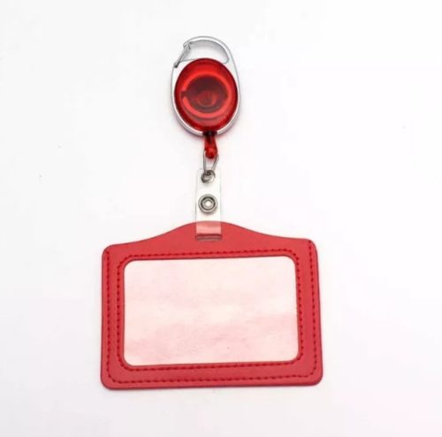 Aiyowi Műanyag csíptetős névjegy belépőkártya tok, piros, 10 x 7 cm