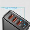Többpontos töltőfej, 3 USB+cpd, fekete