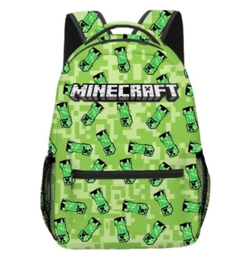 Minecraft vidám gyermek hátizsák, nyomtatott mintás, 40 x 30 x 18 cm, zöld,  mintás