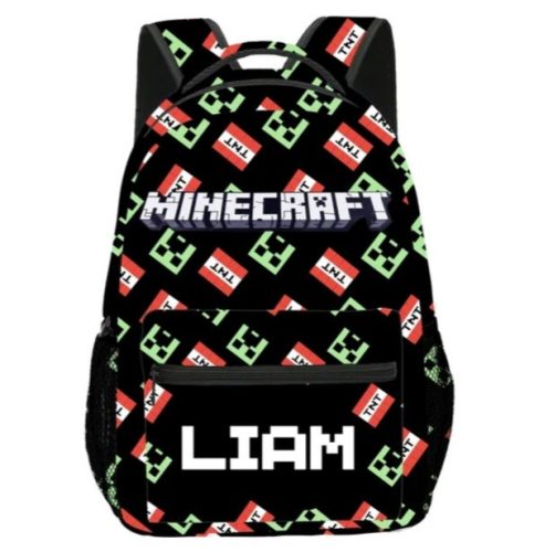 Minecraft vidám gyermek hátizsák, nyomtatott mintás, 40 x 30 x 18 cm, fekete színes