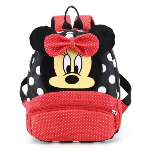 Disney gyermek hátizsák, fekete-fehér-piros,  pöttyös mintával, 28 x 22 x 9 cm