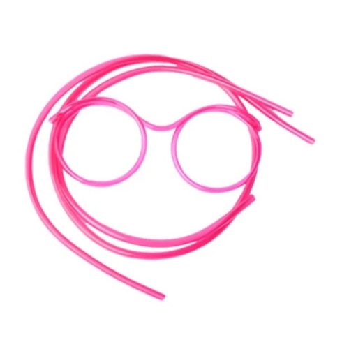 Vicces szemüveget formáló rugalmas PVC szívószál,pink