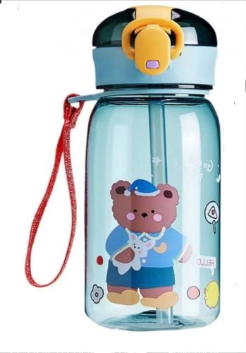 Gyermek szippantó csöves ivó kulacs, 400 ml-es, kék