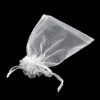 Összehúzható organza ajándék tasak, fehér színű, 50 db,  10 x 15 cm