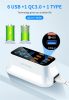 Asometech 75 töltőállomás gyors telefontöltéshez, 75 W, PD, USB-C, QC3.0, 8 port, fehér
