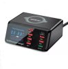 Asometech 110 vezeték nélküli töltőállomás, gyors töltéshez, 110 W, PD, USB-C, QC3.0, 8 port, fekete