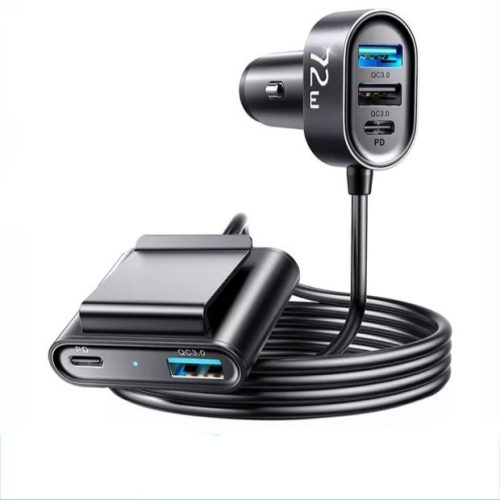 Joyroom 5 pontos, 78 W autós töltő,Usb type,  laptop telefon gyors töltő,fekete