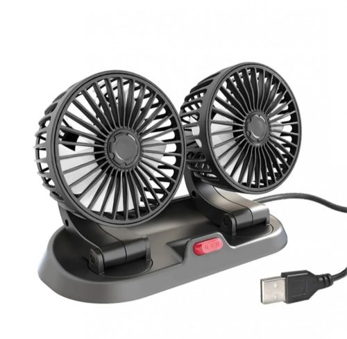 Nut Dupla fejes 5 v-os ventilátor, 2 fokozat, usb töltés, fekete