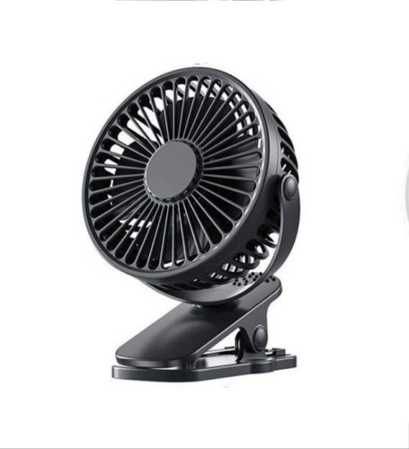 Asztali csíptethető ventilátor, 3 fokozatú, usb-s, fekete, 110 x 64 x 158 mm