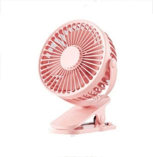 Asztali csíptethető ventilátor, 3 fokozatú, usb-s, rózsaszín, 110 x 64 x 158 mm.