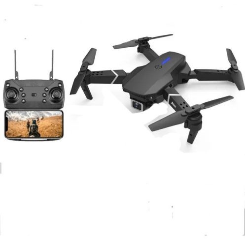 Nut LS-E88 Pro Drón, 4K Professzionális kamera, távirányító, LiPo akkumulátor, összecsukható, fekete táskában