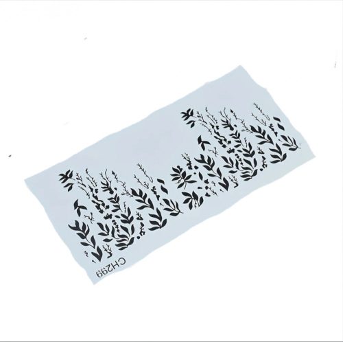 Műanyag torta díszítő stencil /sablon, fehér,virág szálak mintás, 28,5 x 15 cm