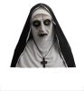 Halloween élethű, teljes fejmaszk,latex és poliészter csukja, zombi apáca arc, fekete-fehér