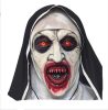 Halloween élethű, teljes fejmaszk,latex és poliészter csukja, zombi apáca arc, véres fogakkal, fekete-fehér
