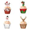 48 részes karácsonyi süti vagy  muffin díszítő papír gallér és beszúró, színes, vegyes mintával