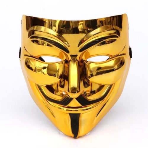 Halloween Anonymus maszk, fényes arany színű