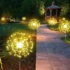 Napelemes tűzijáték led lámpa, álló kerti ösvény dekoráció, 1 db, 120 led-es
