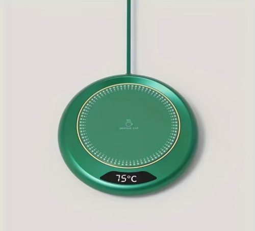 Bögre melegen tartó fűtőlap, usb, zöld, kerek, 3 hőmérséklet fokozat