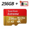 SanDian Extreme Pro, microSDXC, V30, A2, 4K, 256GB, memóriakártya, kártyaolvasóval és SD kártya adapterrel