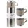 Rozsdamentes acél , szilikon bevonattal mini termosz és + 2 db csésze szett, 500 ml-es, cappuccino színű