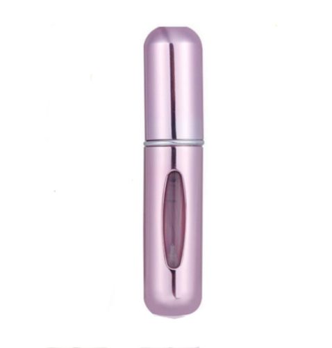 Mini hordozható parfüm utántöltő spray palack, 5 ml, rózsaszín, 7,5 x 1,7 cm 