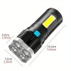 4 Led-es zseblámpa, oldalsó cob leddel, usb töltés, 14,2 x 5,5 cm , fekete