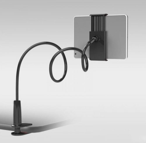 Bútorhoz rögzíthető telefon-tablett tartó konzol,ABS, fekete, forgatható, 70 cm 