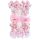 10 részes csipesz csatos tüll-organza hajdísz, rózsaszín színű, 4 cm-es díszek