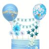 12 részes vidám torta díszítő szett, kék -fehér, arany színű, 15-25 cm-es beszúrók
