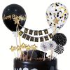 12 részes vidám torta díszítő szett, fekete-arany színű, 15-25 cm-es beszúrók