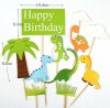 11 db-os papír torta díszítő beszúrható dinó  figurák, többszínű