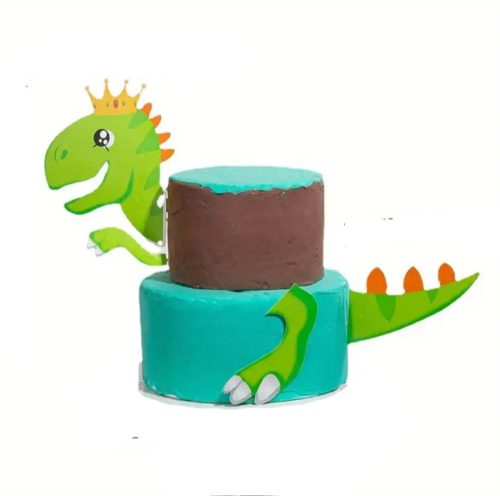 Papír torta dísz, dinoszaurusz kép mozaik, zöld, fej 14 x 16cm, farok 15 cm 