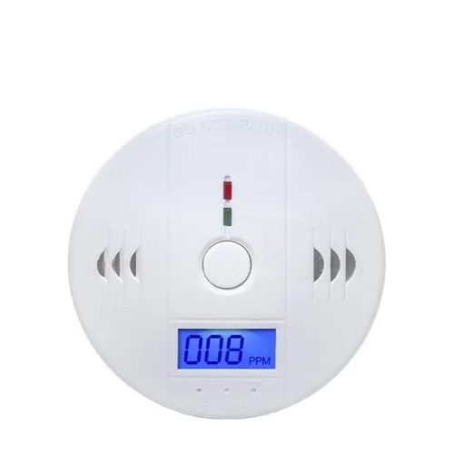 Digitális LCD kijelzős szén-monoxid érzékelő, fehér, 10 x 4 cm ,85 dB