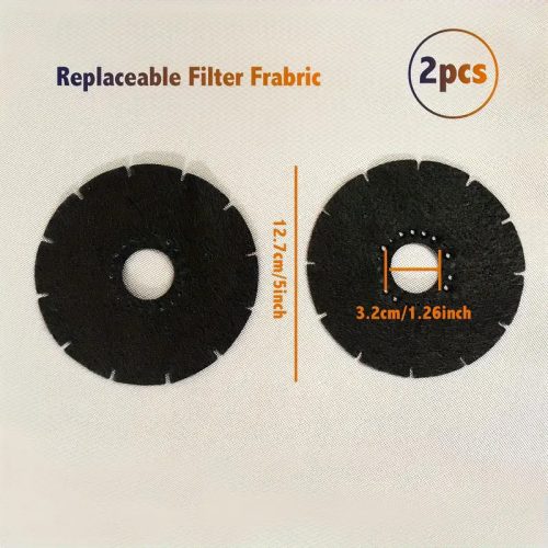 Szűrőszövet légtisztító hamutartóhoz, 2 db, fekete, 12,7 cm 