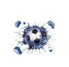 Futball témájú, labdával szétrugott fal minta falmatrica, kék, 23 x 20 cm   