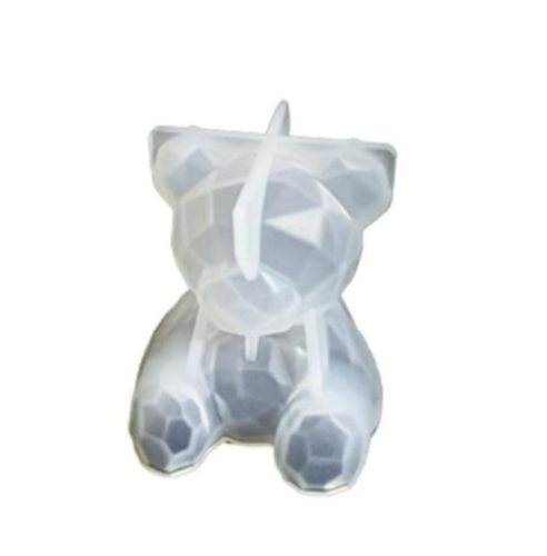 3D szilikon maci forma, opál fehér színű, 7 x 6,5 cm 