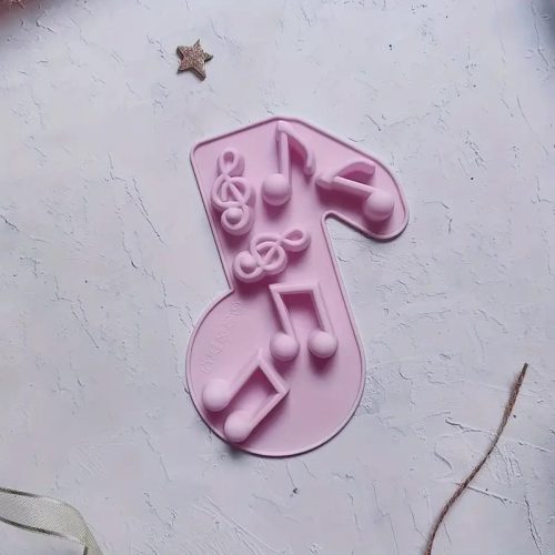 Zenei hangjegy szilikon forma, világos lila, 16,3 x 13 cm 