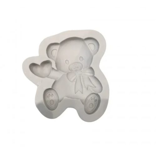 Szilikon csokoládé / fondant / marcipán maci forma, drapp, 8,3 x 7,6 cm 
