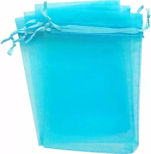 50 db víz  kék organza ajándék tasak, húzózsinóros  13 x 18 cm 