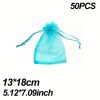 50 db víz  kék organza ajándék tasak, húzózsinóros  13 x 18 cm 