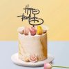 Akril Happy Birthday kézírásos fazonú torta beszúró, fekete, 11,5 cm széles