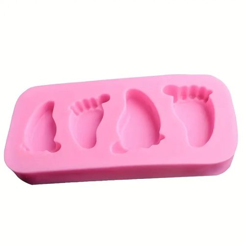 Mini baba talpacskák 3 D-s szilikon forma, rózsaszín, 8,1 x 3,9 cm 
