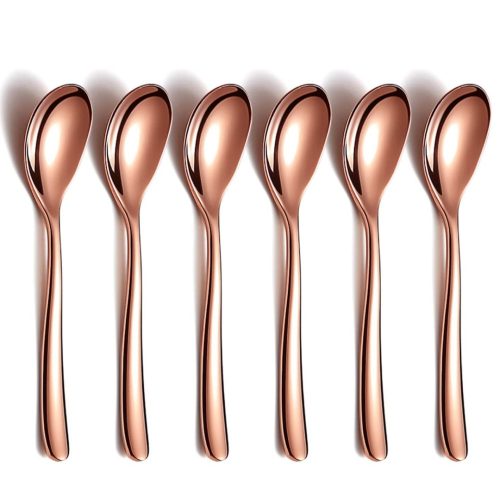 6 db rozsdamentes acél kiskanál, rose gold, 12 x 2 cm 
