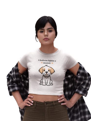 Mintás női crop top - A kedvenc fajtám a mentett - Fehér