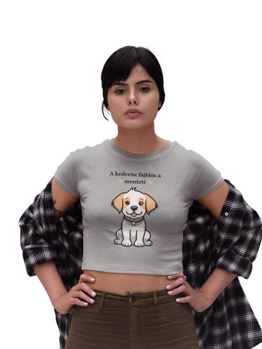 Mintás női crop top - A kedvenc fajtám a mentett - Szürke
