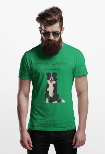 Mintás férfi póló - Border collie - irish green