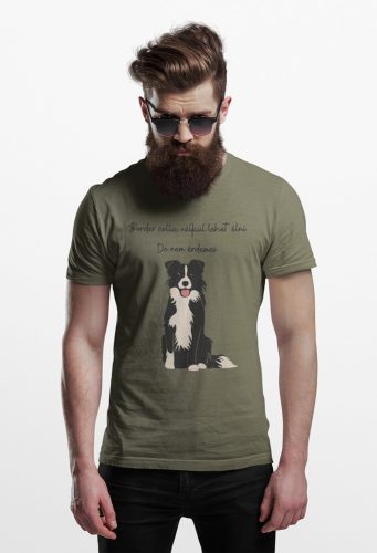Mintás férfi póló - Border collie - military
