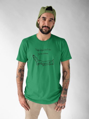 Mintás férfi póló - Tacskó- Irish Green