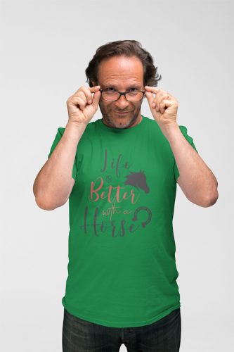 Mintás férfi póló - Lovas - Irish Green